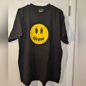 Drew House Black T-Shirt with Yellow Smiley